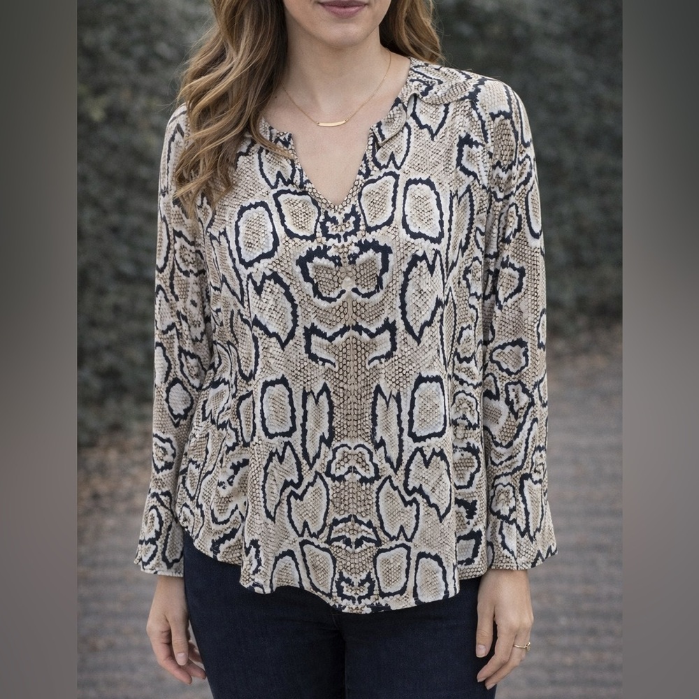 CAbi semi sheer Snake Print Blouse